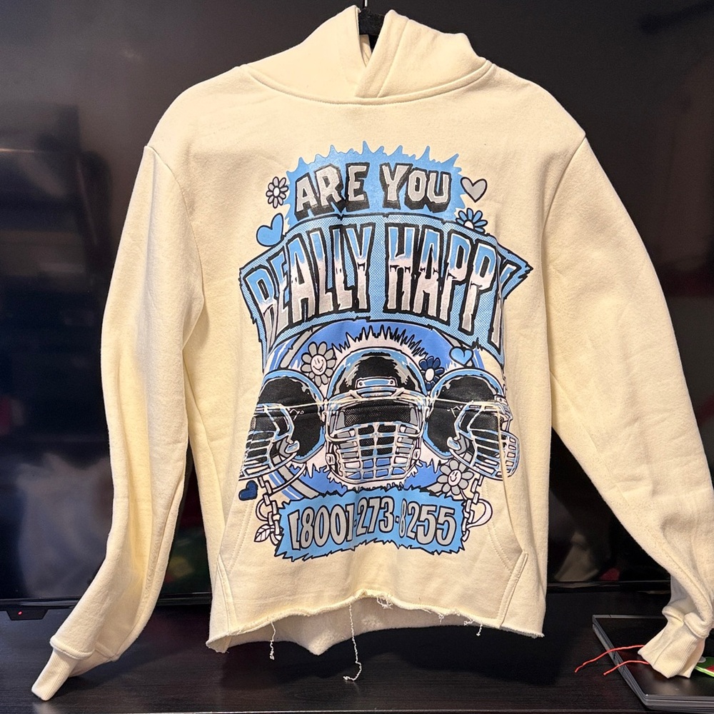 Blue and Cream Turtleneck Men's Sweater